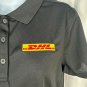 DHL Womens Black Polo Shirt By Clique L 100% Polyester Embroidered Logo