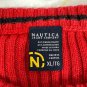 Nautica Jeans Company Mens Red Ribbed Sweater XL Long Sleeve Ramie Cotton Blend