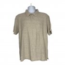 Grant Thomas Linen-Cotton Knit Polo Shirt Beige Mens Size M Short Sleeve