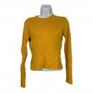 H&M Womens Mustard Yellow Long Sleeve Ribbed Knit Sweater M Lightweight Crewneck