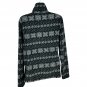 Old Navy Womens Large Fleece Zip-Up Jacket Black White Nordic Pattern Mock Neck