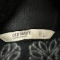 Old Navy Womens Large Fleece Zip-Up Jacket Black White Nordic Pattern Mock Neck