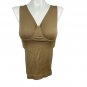 Brown Seamless V-Neck Tank Top Ladies Size 1X Stretchy Nylon/Spandex Blend Knit