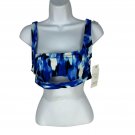 Time And Tru Blue Patterned Swim Top Size Small Adjustable Back Straps