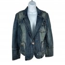 Baccini Womens Denim Blazer Jacket Size L 80% Cotton 18% Polyester 2% Spandex