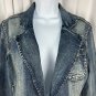 Baccini Womens Denim Blazer Jacket Size L 80% Cotton 18% Polyester 2% Spandex