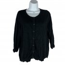 Elle Womens Black Cardigan Sweater Size L 55% Cotton/Nylon/Viscose