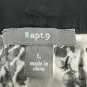 Apt. 9 Womens Square-Neck Short-Sleeve Blouse Size L Abstract Print Black/Gray