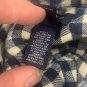 Lands End Mens Medium Plaid Button Down Shirt Navy Cream Classic Fit Casual