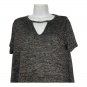 Bobbie Brooks Ladies Marled Gray Keyhole Short-Sleeve Top Size Large