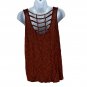 Maurices Women's Medium Maroon & Black Sleeveless Knit Tank Top Lattice Back