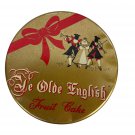 Vintage Ye Olde English Fruit Cake Tin Gold Round Collectible Container