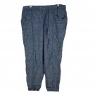 Old Navy Blue Tapered Pants Womens Size Large Linen Blend Elastic Waist