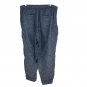Old Navy Blue Tapered Pants Womens Size Large Linen Blend Elastic Waist