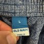 Old Navy Blue Tapered Pants Womens Size Large Linen Blend Elastic Waist
