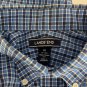 Lands End Mens Blue Plaid Shirt M Traditional Fit Short Sleeve Button-Down