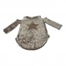 Btween Girls Metallic Velvet Cold Shoulder Top Size 14 Sequin Star Silver Dressy