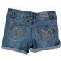 Candies Womens Denim Jean Shorts Size 5 Embroidered Pockets Cuffed Hem Stretchy