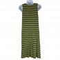 Time And Tru Sleeveless Striped Swing Dress Womens Small Green Tan Rayon Spandex
