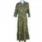 Green Floral Maxi Dress With Drawstring Waist & Lace Trim Sleeves By Zoya Size 2