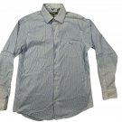Kenneth Cole Reaction Mens Blue Striped Dress Shirt M Regular Fit Non-Iron