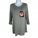 First Look Womens Small Gray & Navy Floral Pocket Tunic Top 3/4 Sleeve Casual First Look Womens Small Gray & Navy Floral Pocket Tunic Top 3/4 Sleeve Casual