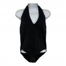 Madrag Halter Bodysuit Womens M/L Black Stretch Nylon Blend Sleeveless Low Back