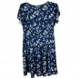 Hotouch Womens Floral Print Navy Blue Short Sleeve A Line Dress Size XL