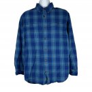 Duluth Trading Co Mens Large Trim Fit Blue Plaid Button-Up Long Sleeve Shirt