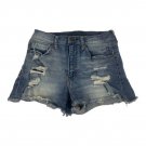 Aeropostale Womens Aero Cheeky Distressed Denim Shorts Size 2 Blue Frayed Casual