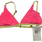 Basta Surf Crushed Velvet Micro Triangle Bra Pink Yellow Adjustable Straps Sz 2