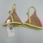 Basta Surf Crushed Velvet Micro Triangle Bra Pink Yellow Adjustable Straps Sz 2