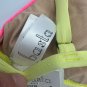 Basta Surf Crushed Velvet Micro Triangle Bra Pink Yellow Adjustable Straps Sz 2