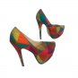 Rainbow Geometric Platform High Heels 7.5 Liliana Maniac-6 Womens Shoes