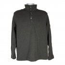 Van Heusen Mens Grey Pullover Sweater L 16-16.5 Button Neck Casual Lightweight