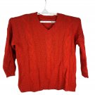 Brick Red Acrylic Knit V-Neck Sweater XX-Large Cable Knit Pullover Design