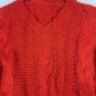 Brick Red Acrylic Knit V-Neck Sweater XX-Large Cable Knit Pullover Design