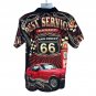 Route 66 Graphic Button-Up Shirt By Hawaiian Apparel L 100% Polyester Black