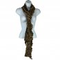 Black & Gold Ladies Ruffle Knit Scarf 100% Acrylic Soft Lightweight Stylish