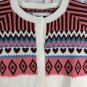 Multicolor Geometric Knit Cardigan Sweater Womens Plus 3XL Button Front