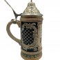 Vintage German Lidded Beer Stein Bremen Roland & Rathaus Design Pewter Lid 0.5L