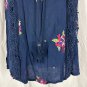 Pale Sky Womens Navy Blue Embroidered Lace Sleeveless Top Size M