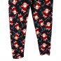 Faded Glory Womens Santa Print Christmas Leggings Black Red Large Stretchy