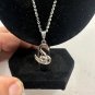 Swan Pendant Necklace With Clear Crystal On Silver-Tone Chain