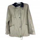 Braetan Womens Beige Hooded Button Up Jacket L Polyester Blend Stylish Coat