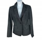 Loft Womens Blazer Jacket Size 0 Charcoal Gray Polyester Viscose Linen Blend