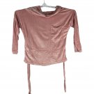 Womens Velvet-Like Cowl Neck Top & Pants Pajama Set Small Pink