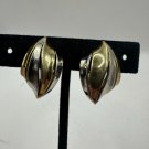 Gold & Silver-Tone Clip-On Earrings Retro Style