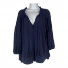 Caslon Womens Petite Size Small Navy V-Neck Tunic Top With Tassels