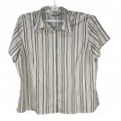 Croft & Barrow Womens 3X Button Down Short Sleeve Striped Shirt Stretch Relaxed